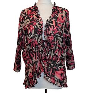 Studio 1940 Sheer 2X Babydoll Tie Top‎ Ruffle Peplum Fairygoth Floral Romantic